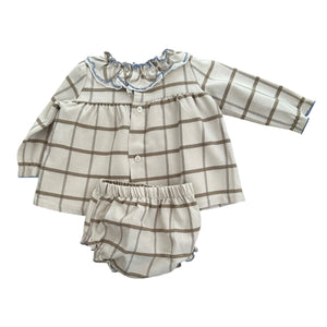 Traje de Cuadros Beige