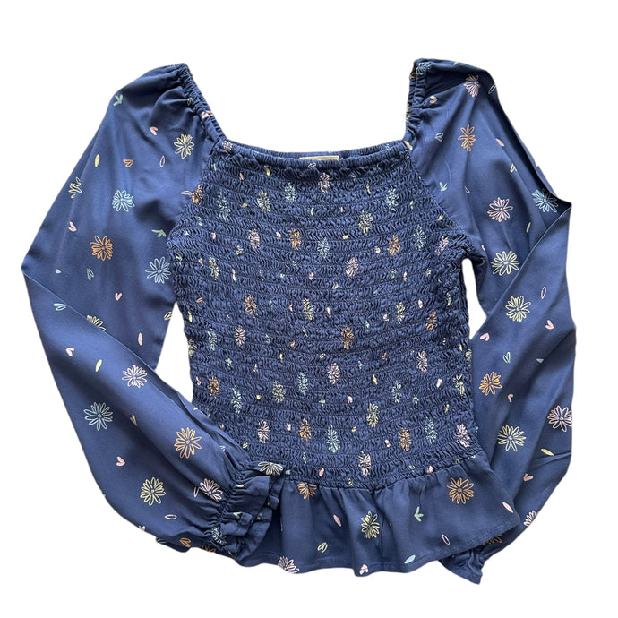 Top Azul con Flores